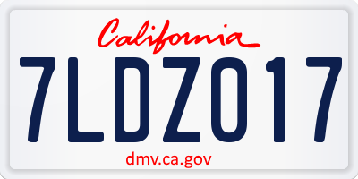 CA license plate 7LDZ017