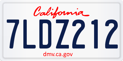 CA license plate 7LDZ212