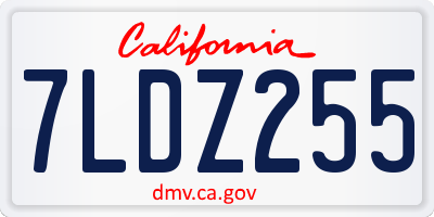 CA license plate 7LDZ255