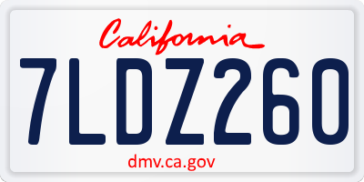 CA license plate 7LDZ260