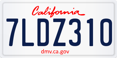 CA license plate 7LDZ310