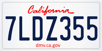 CA license plate 7LDZ355