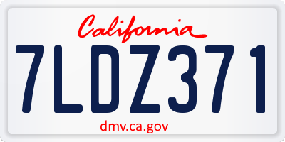 CA license plate 7LDZ371