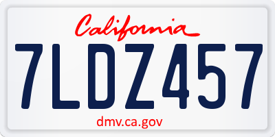CA license plate 7LDZ457