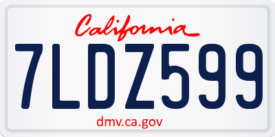 CA license plate 7LDZ599