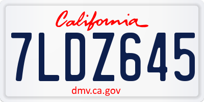 CA license plate 7LDZ645