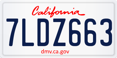 CA license plate 7LDZ663