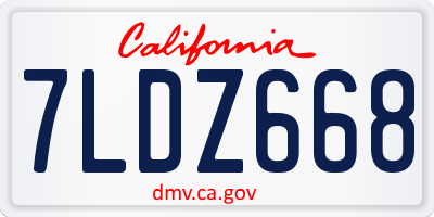 CA license plate 7LDZ668