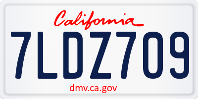 CA license plate 7LDZ709