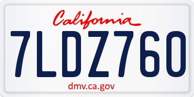 CA license plate 7LDZ760