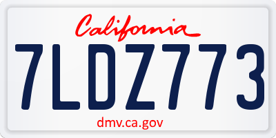 CA license plate 7LDZ773