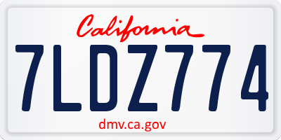 CA license plate 7LDZ774