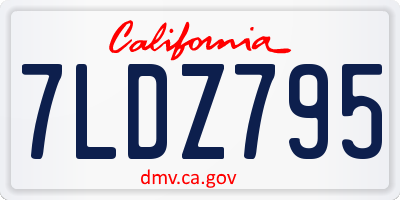 CA license plate 7LDZ795