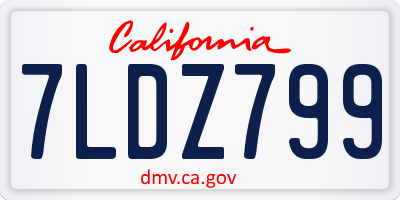CA license plate 7LDZ799