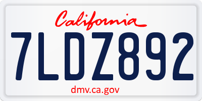 CA license plate 7LDZ892