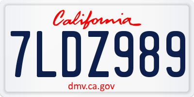 CA license plate 7LDZ989