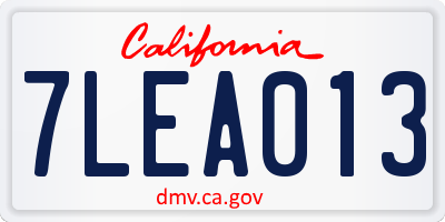 CA license plate 7LEA013