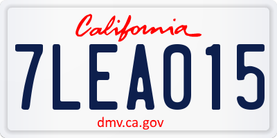 CA license plate 7LEA015