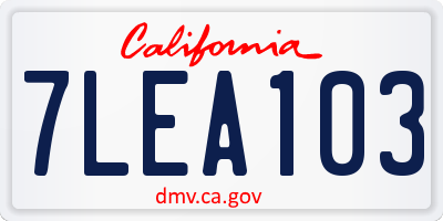 CA license plate 7LEA103