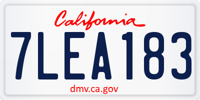 CA license plate 7LEA183