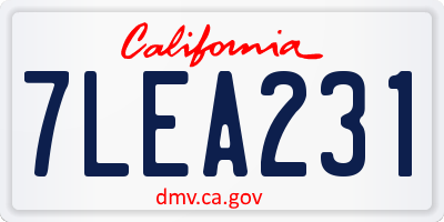 CA license plate 7LEA231