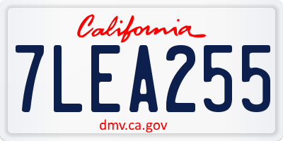 CA license plate 7LEA255