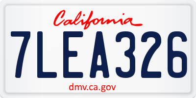 CA license plate 7LEA326