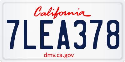 CA license plate 7LEA378