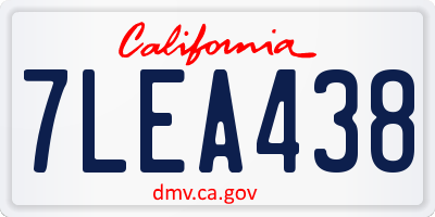 CA license plate 7LEA438