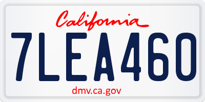 CA license plate 7LEA460