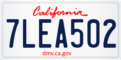 CA license plate 7LEA502
