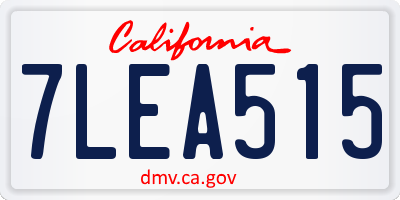 CA license plate 7LEA515