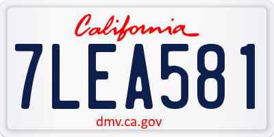 CA license plate 7LEA581