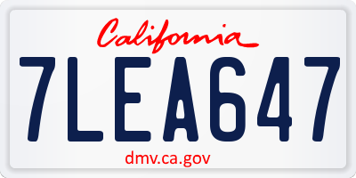CA license plate 7LEA647