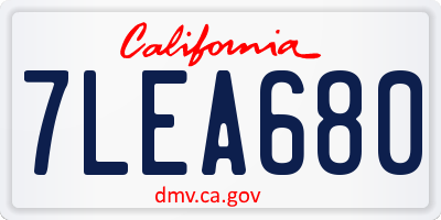 CA license plate 7LEA680