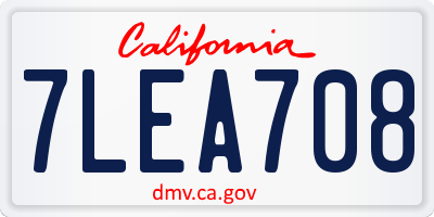 CA license plate 7LEA708