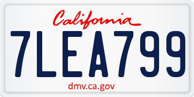 CA license plate 7LEA799