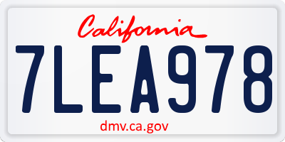 CA license plate 7LEA978