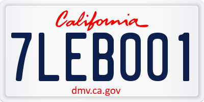 CA license plate 7LEB001