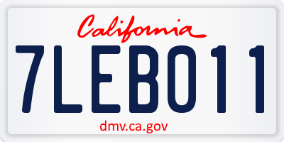CA license plate 7LEB011
