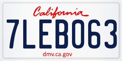 CA license plate 7LEB063