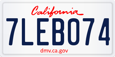 CA license plate 7LEB074
