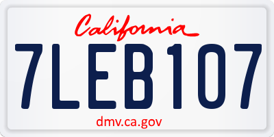 CA license plate 7LEB107
