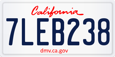 CA license plate 7LEB238