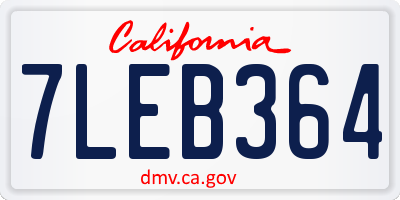 CA license plate 7LEB364