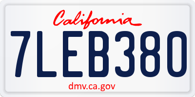 CA license plate 7LEB380