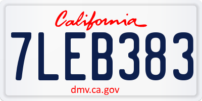CA license plate 7LEB383