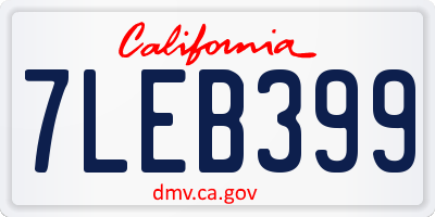 CA license plate 7LEB399