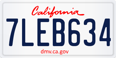 CA license plate 7LEB634