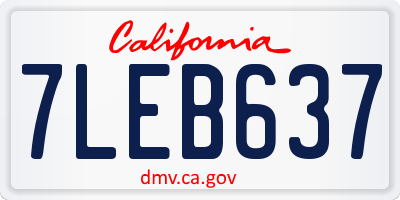 CA license plate 7LEB637